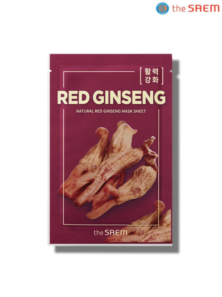 The Saem Тканевая маска Natural Red Ginseng Mask Sheet, 21 мл.