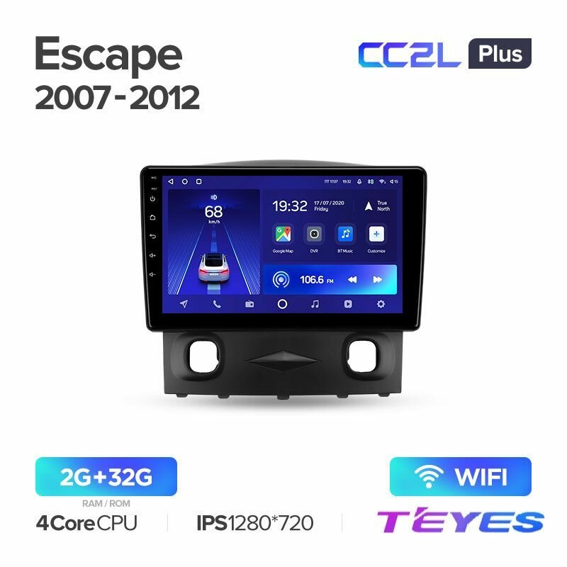 Магнитола Ford Escape 2007-2012 Teyes CC2L+ 2/32GB, штатная магнитола, 4-х ядерный процессор, IPS экран, Wi-Fi, 2 DIN