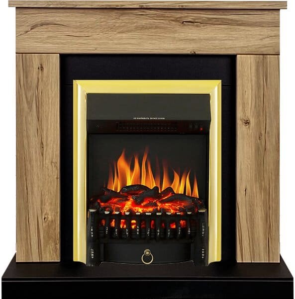 фото Камин Royal Flame Bergen разборный Дуб галифакс с очагом Fobos FX Brass