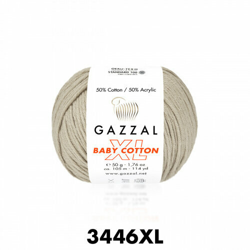 Пряжа Baby Cotton XL Gazzal (3446), 50 г, 105м, 50% хлопок, 50% акрил (2 шт.)