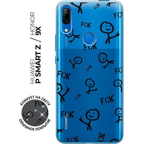 Силиконовый чехол с принтом Fck Pattern для Honor 9X / 9X Premium / Huawei P Smart Z / Y9 Prime (2019) huawei p smart z honor 9x синий чехол книжка эко кожа для хуавей хонор 9х п смарт зет книга на магните хайвей з