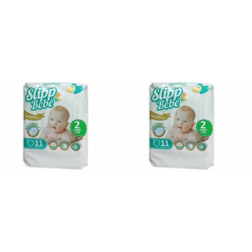 Slipp Bebe Детские подгузники,11 шт,2 упаковки