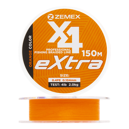 Плетеный шнур для рыбалки Zemex Extra X4 #0,4 0,104мм 150м (orange)