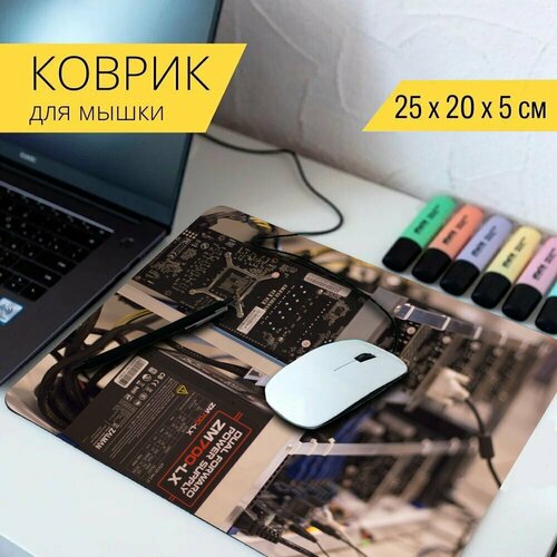 Коврик для мыши с принтом Ферма, майнинг, эфириум 25x20см. монета эфириум 40мм