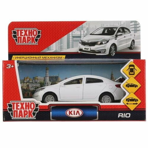 Машина металл KIA RIO длина 12 см, двери, багаж, инерц, белый, кор. Технопарк машина металл kia rio каршеринг 12 см двери багаж инерц