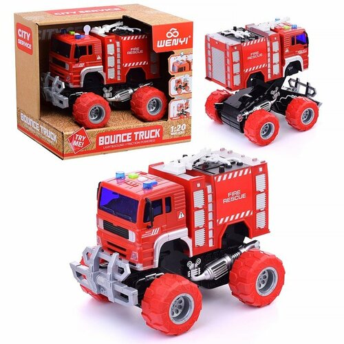 машина детская игрушечная пожарная пожарная машина wy552a 1 20 свет звук на батарейках в коробке wenyi Пожарная машина Wenyi Свет, звук, на батарейках, пластик, в коробке (WY553A)