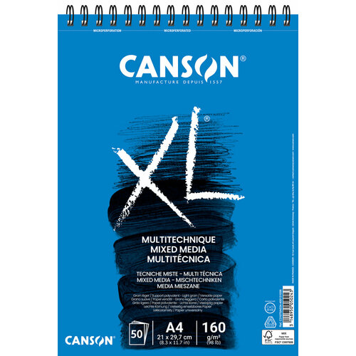 Canson Альбом на спирали "XL Mix-Media" 160г/м2, A4, 50л