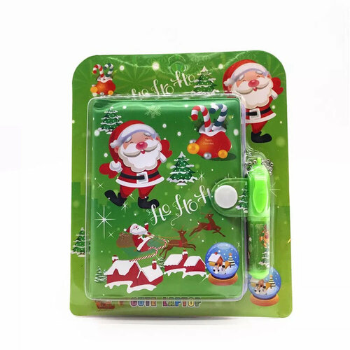 блокнот с кнопкой ручка BASIR Блокнот+ручка зеленый : новогодние, в упаковке