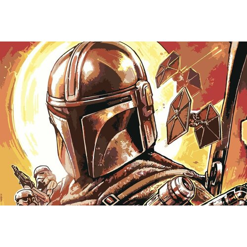 Картина по номерам Звёздные войны - Мандалорец, 40x60 см, Живопись по Номерам звёздные войны рисуем по номерам