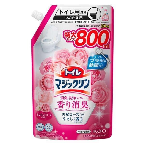 Kao toilet magiclean deodorant clean elegant rose Чистящее и дезодорирующее средство для туалета аромат роз мягкая упаковка 800 мл