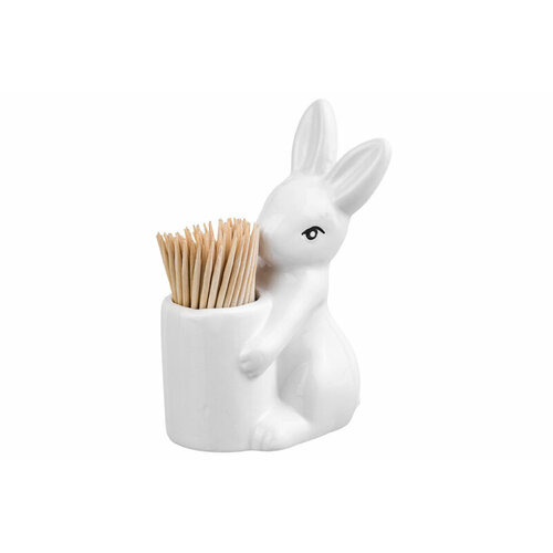 Вазочка фарфор под зубочистки зайчик БЕЛАЯ пасха элан
