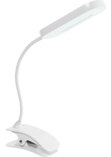 Лампа настольная DeskGX2101 пластиковый корпус с прищепкой, сенсорная регулировка, белый 32см, мощность лампы 8Вт / светильник для работы и учебы