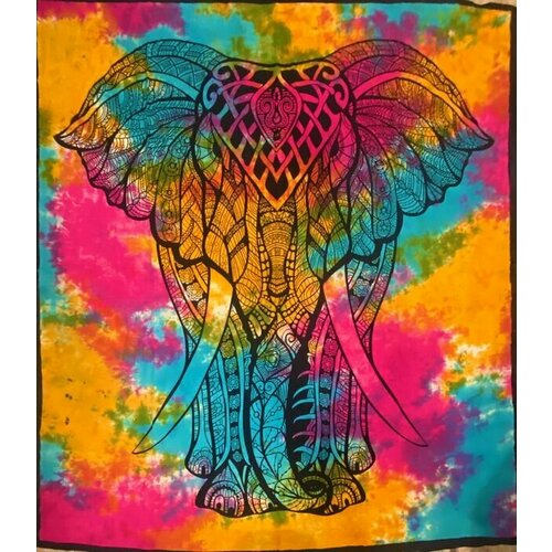Покрывало гобелен на стену из Индии Слон Хлопок 210см на 240см 3 1700₽