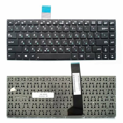 Клавиатура для ноутбука Asus K46CM, S46C, K46C, K46, 46CB, K46CA, S46 Series. Плоский Enter. Черная, без рамки. PN: 0KNB0-4104RU00 шлейф матрицы для ноутбука asus s46c k46ca k46cb k46cm s46e s46c k46