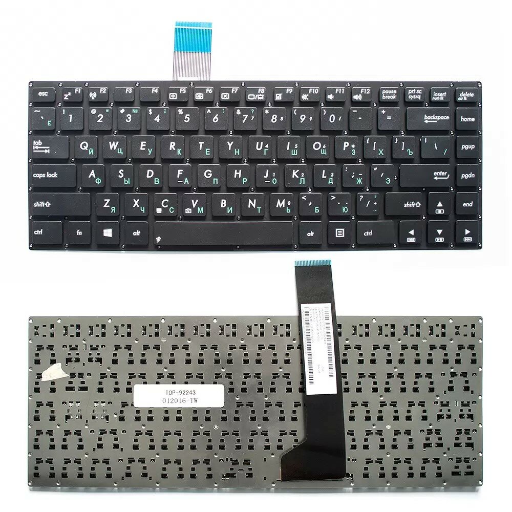 Клавиатура для ноутбука Asus K46CM S46C K46C K46 46CB K46CA S46 Series. Плоский Enter. Черная без рамки. PN: 0KNB0-4104RU00