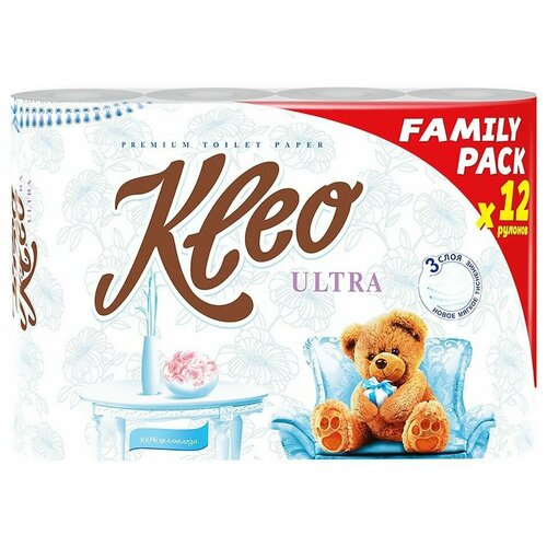 Туалетная бумага Kleo Ultra 12 рулонов 3 слоя 1шт