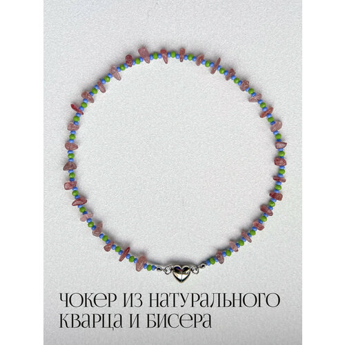 фото Чокер на шею из кварца и бисера double choker please