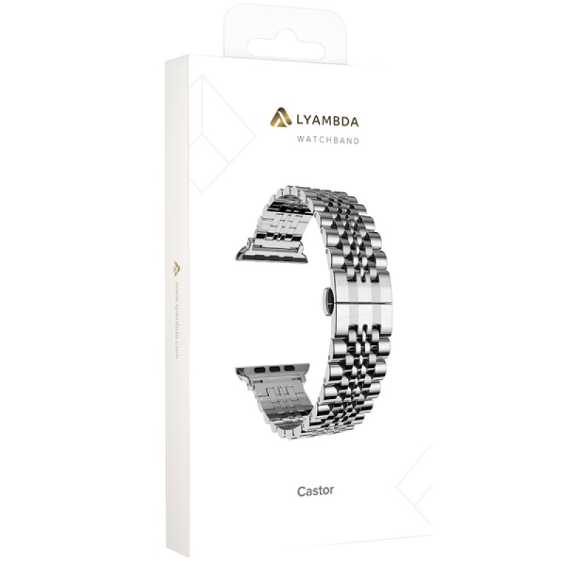 Ремешок Lyambda Castor для Apple Watch Series 3/4/5 серебристый (DS-APG-04-44-SL) Noname - фото №11