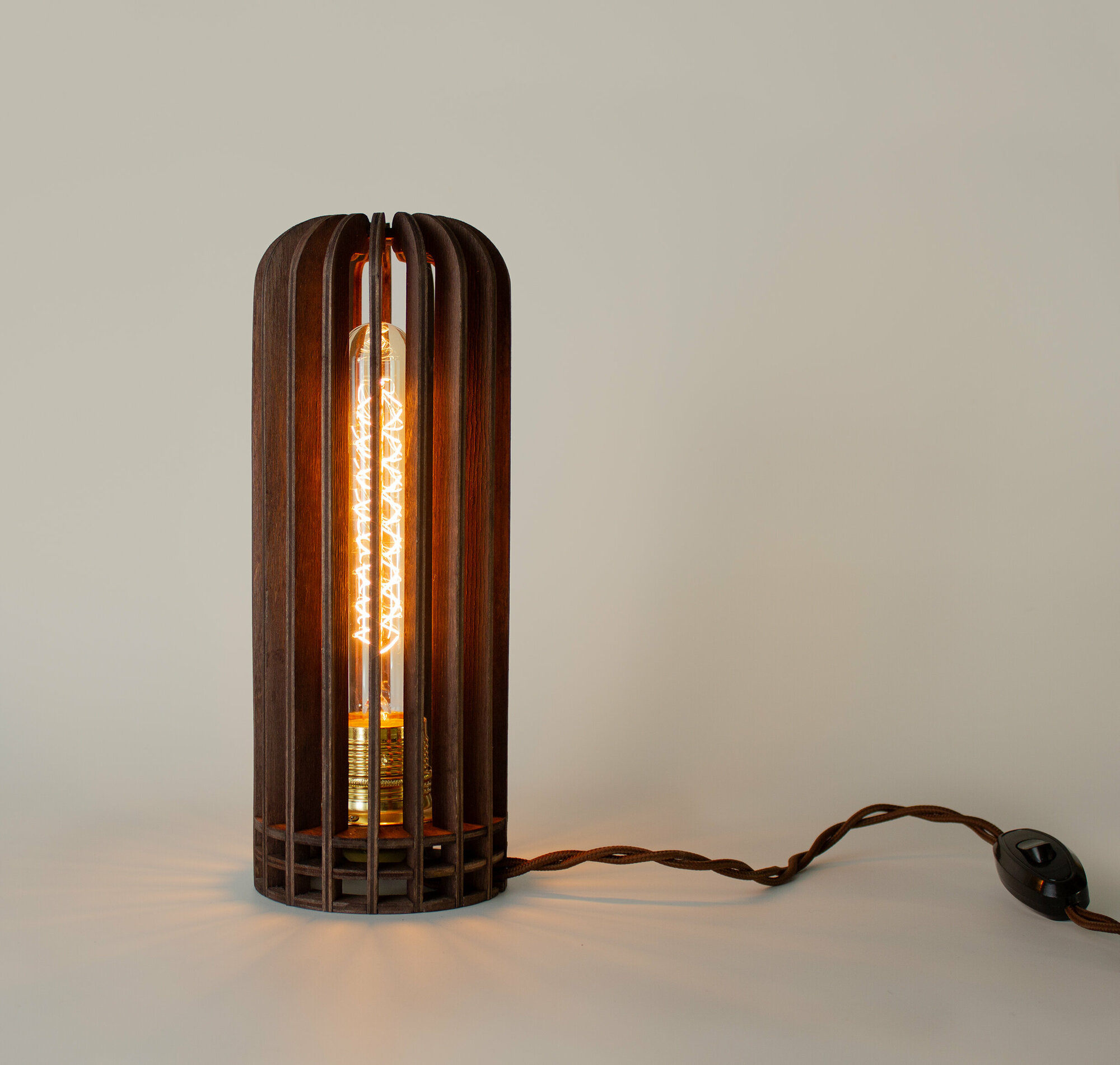 Светильник с лампой Эдисона, Реечный светильник из дерева, Настольная лампа для рабочего стола