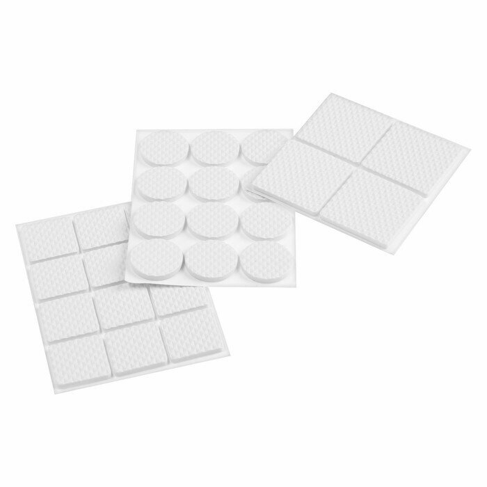 Набор накладок мебельных полимерных 28 шт 2.5×2.5; d=2.5; 3.8×3.8 белый