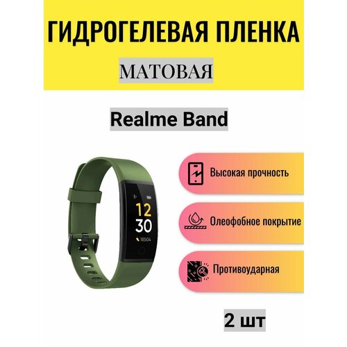 Комплект 2 шт. Матовая гидрогелевая защитная пленка для экрана часов Realme Band / Гидрогелевая пленка на реалми бенд комплект 2 шт матовая гидрогелевая защитная пленка для экрана часов realme band 2 гидрогелевая пленка на реалми бенд 2