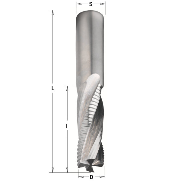 Фреза из твёрдого сплава спиральная верхний рез 12x42x90 Z=4 S=12 RH CMT 197.121.11