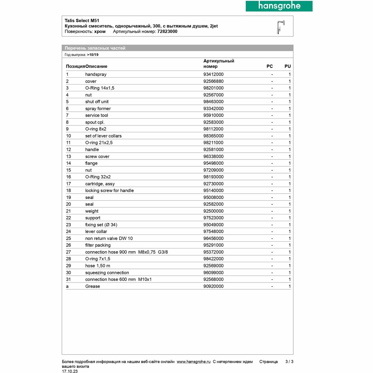 Смеситель для кухни Hansgrohe - фото №18