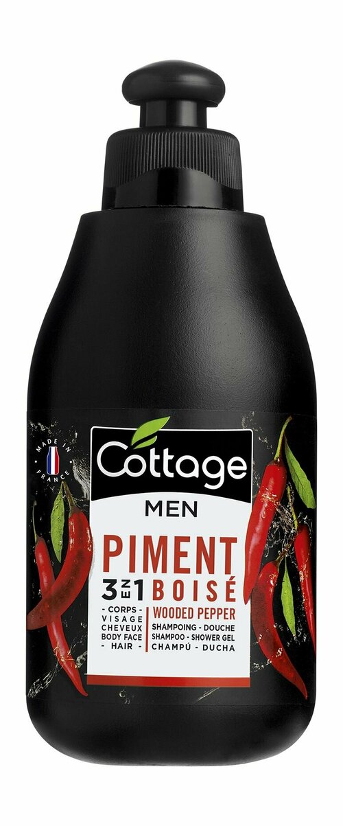 Шампунь для волос и гель для душа 3 в 1 с ароматом древесного перца Cottage Men Shampoo Shower Gel Wooded Pepper