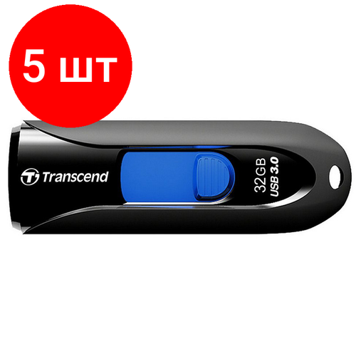 Комплект 5 штук, Флеш-память Transcend JetFlash 790, 32Gb, USB 3.1 G1, ч/син, TS32GJF790K флешка transcend 128gb jetflash 790 ts128gjf790k