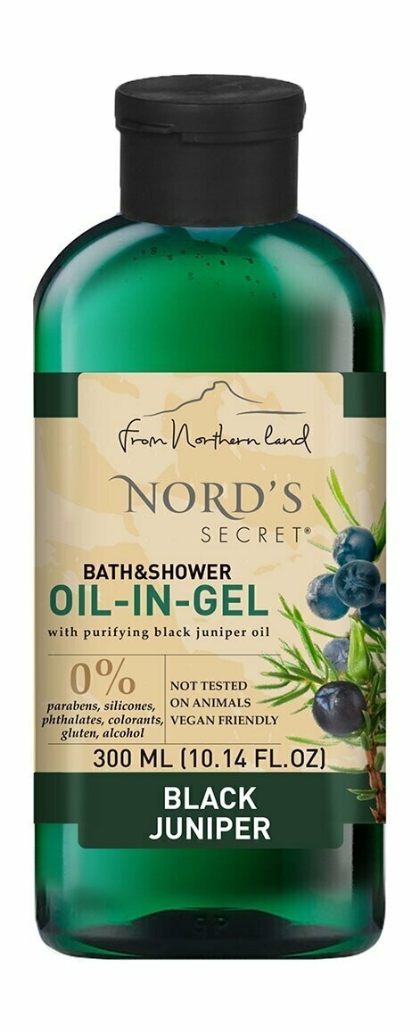 Тонизирующий гель для душа с ароматом черного можжевельника Nords Secret Invigorating Bath & Shower Oil-In-Gel Black Juniper