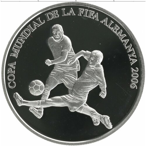 Клуб Нумизмат Монета 10 динерс Андорры 2006 года Серебро Чемпионат Мира по футболу