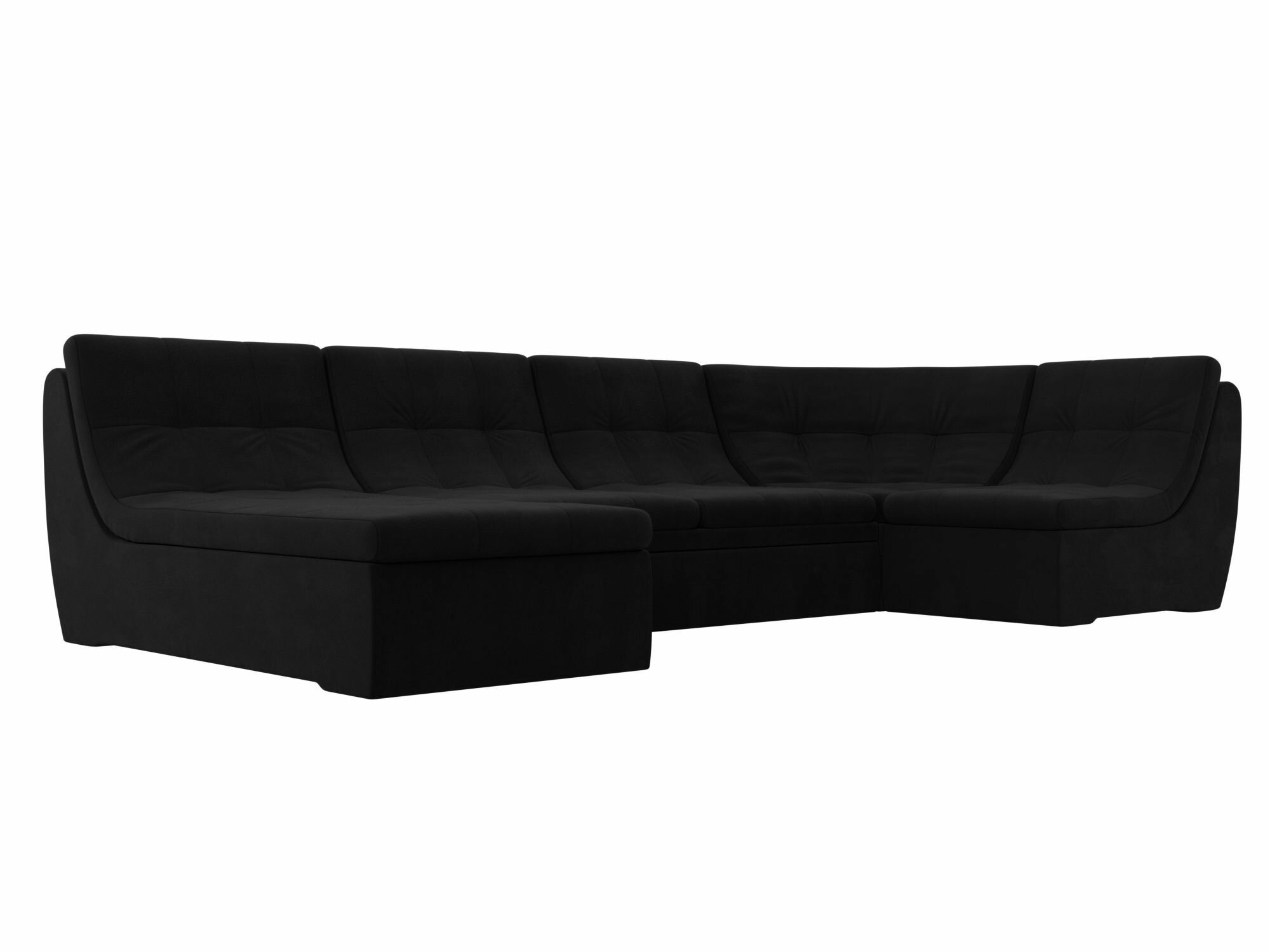 П-образный модульный диван Холидей, Микровельвет черный