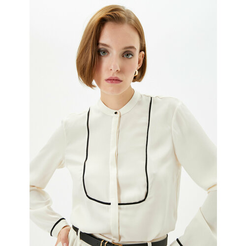 фото Рубашка koton, размер 44, бежевый, белый