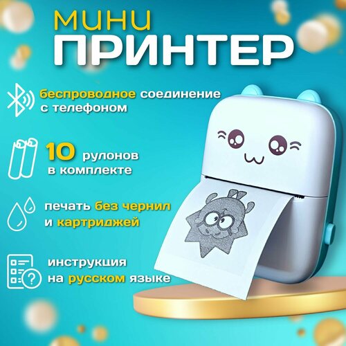 Мини принтер портативный для фотографий, этикеток, чеков, наклеек LITSUP