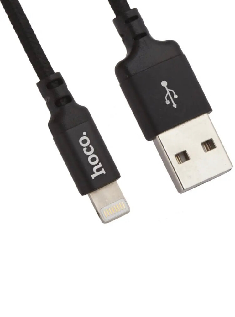 Кабель в тканевой оплетке USB - Lightning Hoco X14 Times Speed, 1м, черный — фото 1