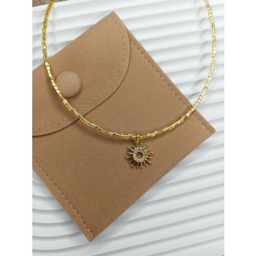 Чокер, бисер, длина 37 см., бежевый, золотой