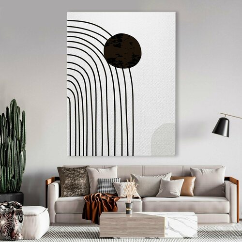 Картина на холсте для интерьера - Сканди, абстракция, линии 60х80 см