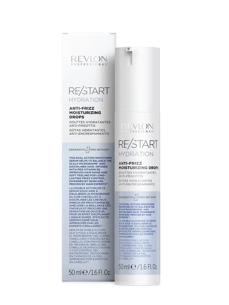 Revlon Professional Увлажняющие капли для смягчения волос RESTART HYDRATION ANTI-FRIZZ MOISTURIZING DROPS, 50 мл