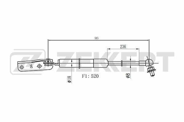 Амортизатор багажника Subaru Outback (BL, BP) 03-, Legacy (BP) 03- Zekkert правый