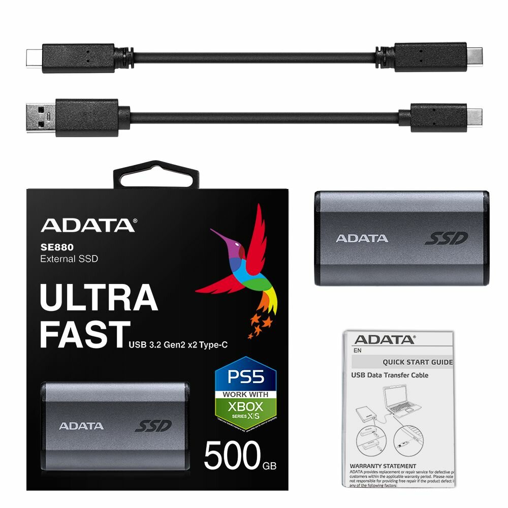 Твердотельный накопитель SSD ADATA 500Gb USB Type-C [AELI-SE880-500GCGY] - фото №7