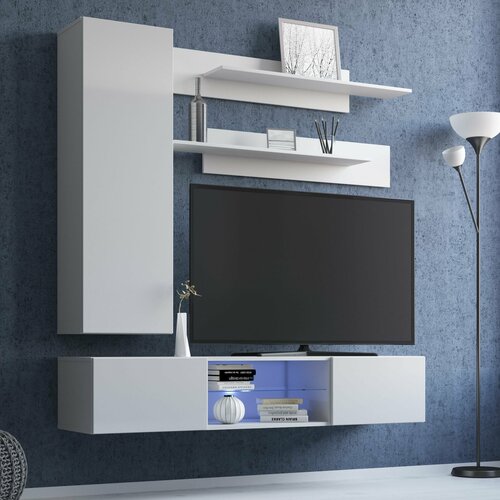 Гостиная TIME I с полками и навесными шкафами Белый