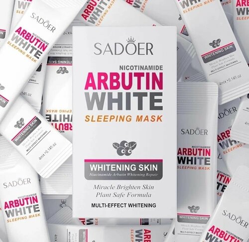 Осветляющая ночная маска для лица с арбутином Sadoer Nicotinamide Arbutin White Sleeping 20x4ml Mask