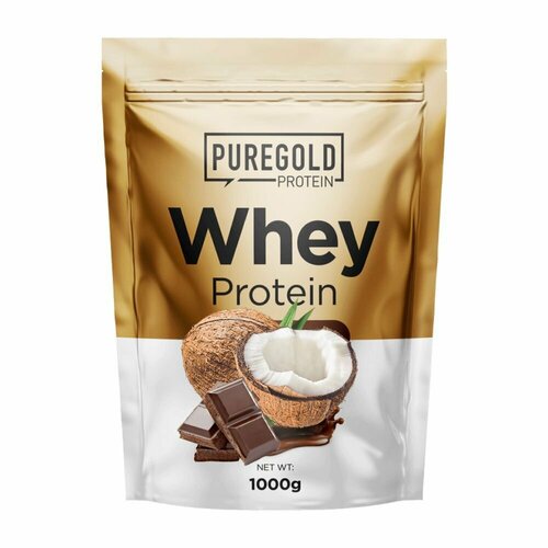 Сывороточный протеин с L-Таурин Pure Gold Whey Protein, 1000г (Шоколад-кокос) / Для набора мышечной массы и похудения