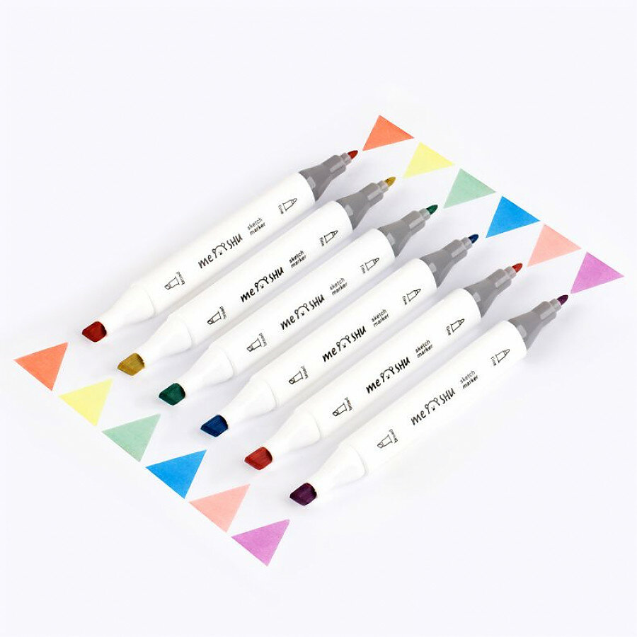 Набор маркеров для скетчинга, 6 цветов, пастельные цвета Meshu - фото №20