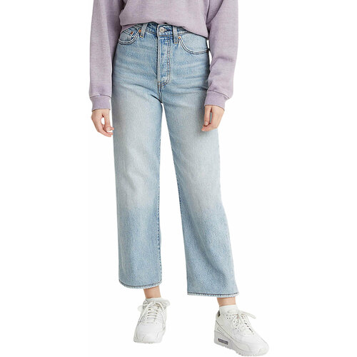 фото Джинсы широкие levi's ribcage straight, размер 27/29, светло-голубой