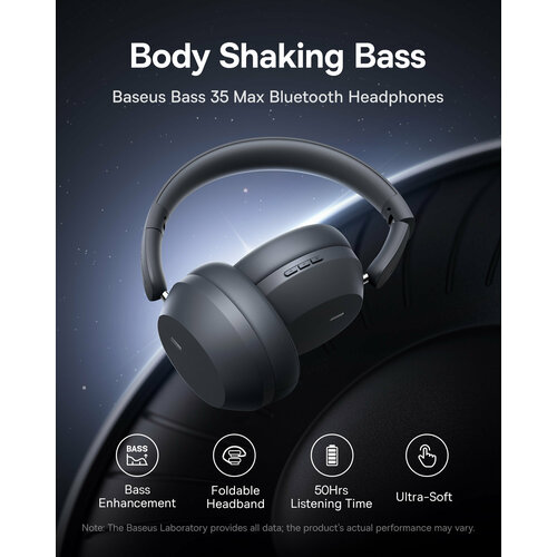 Наушники беспроводные Baseus BASS 35 Max A00070800821-00 серый 3140₽