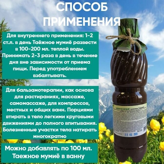 Мумие таежное натуральное 550 мл (2 шт. в упаковке) (Здравница травника Гордеева) — фото 1