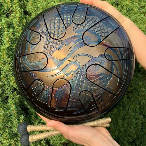 Глюкофон Инь Янь (рыбы) 30 см ShinySteelDrums / ханг / язычковый барабан / глюкофон