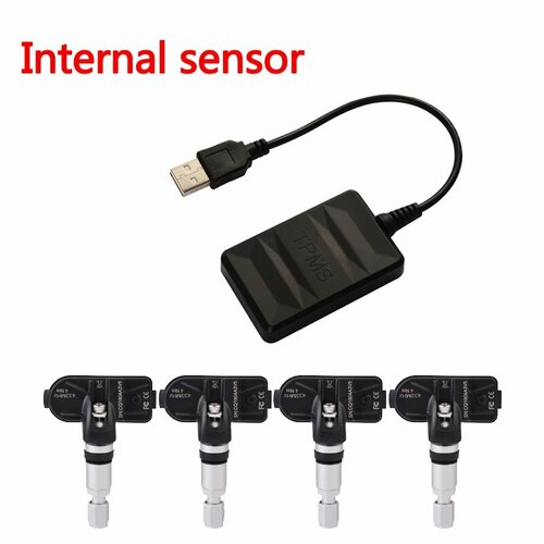 Система контроля давления в шинах USB-датчик TPMS для Android навигатора 4 внутренних и внешних датчика беспроводная передача Internal sensors 3312₽