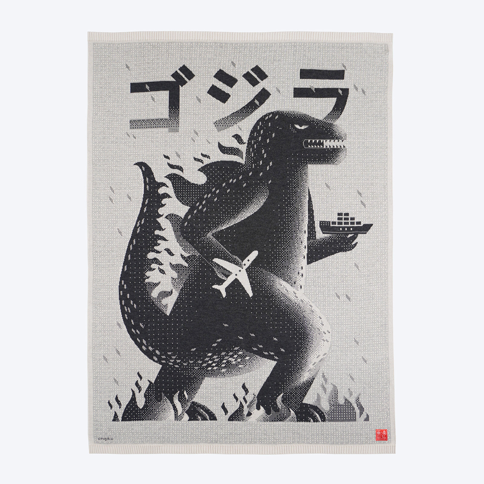 Плед onipko «Годзилла», 130x170 см, шерсть/акрил, односторонний рисунок